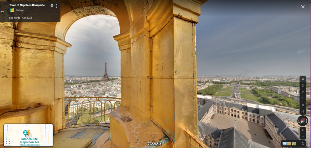 A Street View image of Paris from Les Invalides’ golden dome