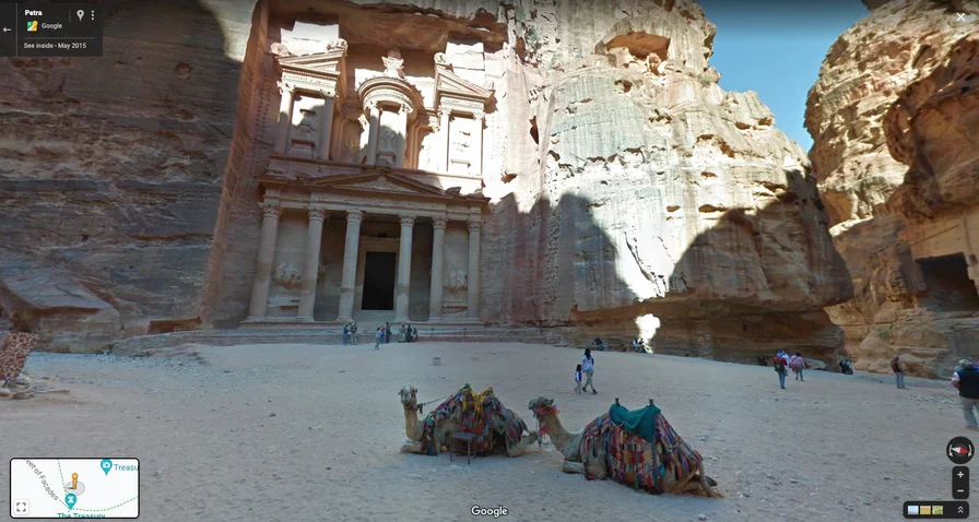 Le site archéologique de Petra (Jordanie) vu avec Street View