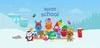 A promotional image from the game Sago Mini School, featuring a group of cartoon characters in a snowy landscape.