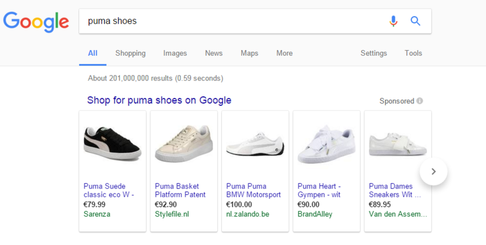 Google shopping screengrab