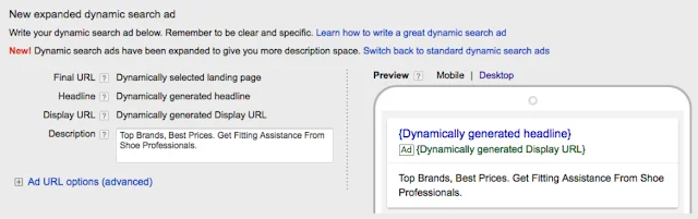 Expanding Dynamic Search Ads