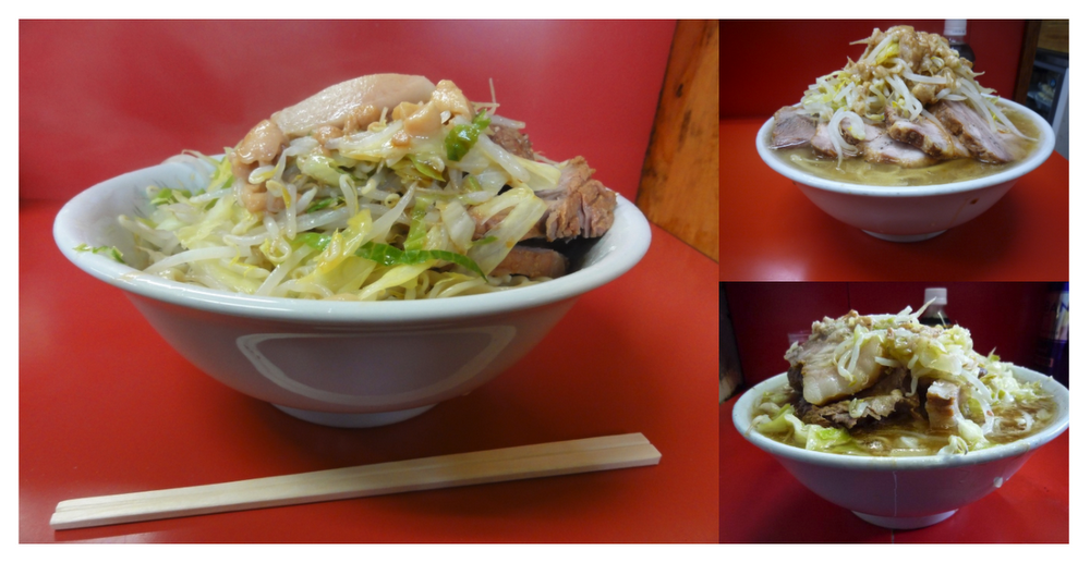 Ramen bowls made at three different Ramen Jiro shops.