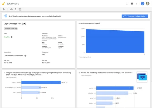 Access Google Surveys and Google Analytics 4 data in Data Studio