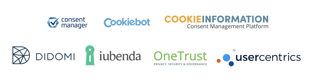 logos of Consent Management Platforms ready to take care of critical implementation steps