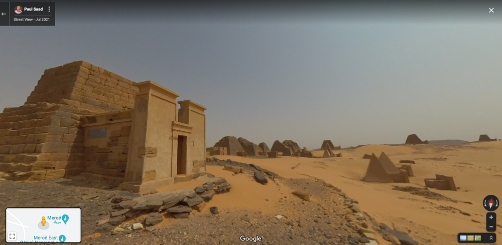 A Street View image of the Pyramids of Meroë in Sudan
