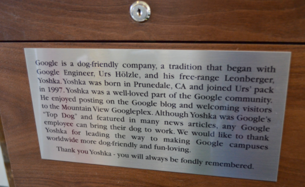 Plaque commemorating Yoshka.