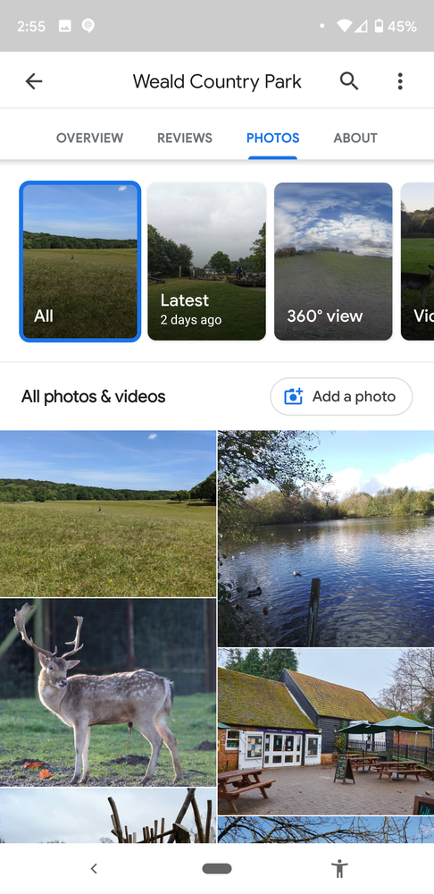 Screenshot of photos from Weald Country Park