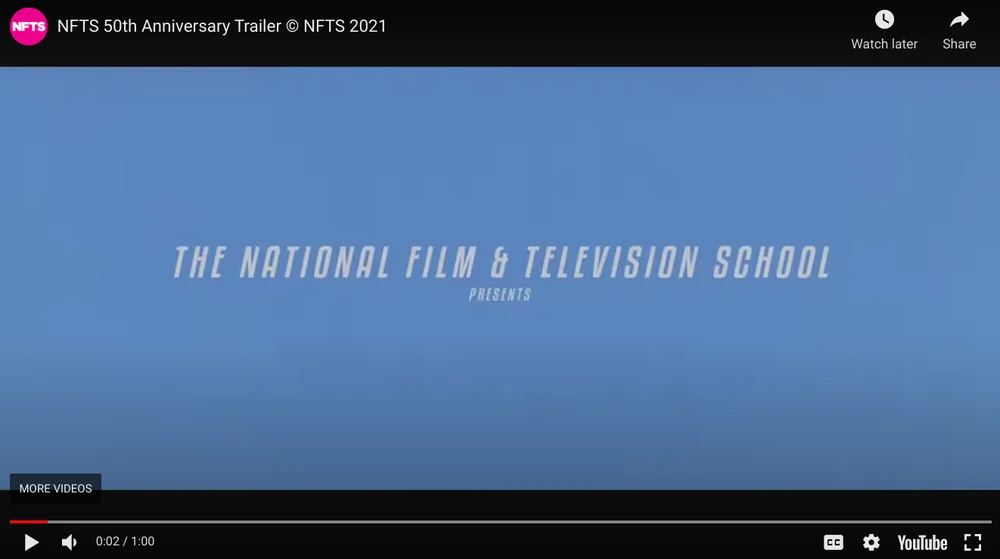 A blue screen reads 'The National Film & Television School presents...'