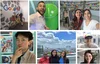 Seven photographs of ten people in various locations at Google offices.