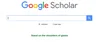 The Google Scholar home page. The quote at the bottom reads: “Stand on the shoulders of giants.”