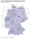 Deutschlandkarte, Ziffern auf den Bundesländern zeigen Wertschöpfung mit Unterstützung von Google-Produkten