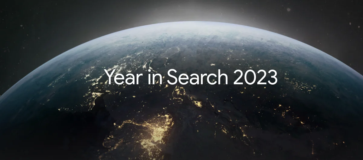 A picture of earth with a title: Year in Search 2023