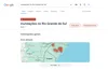 Busca mostra Alerta SOS com notícias locais e links para informações de autoridades