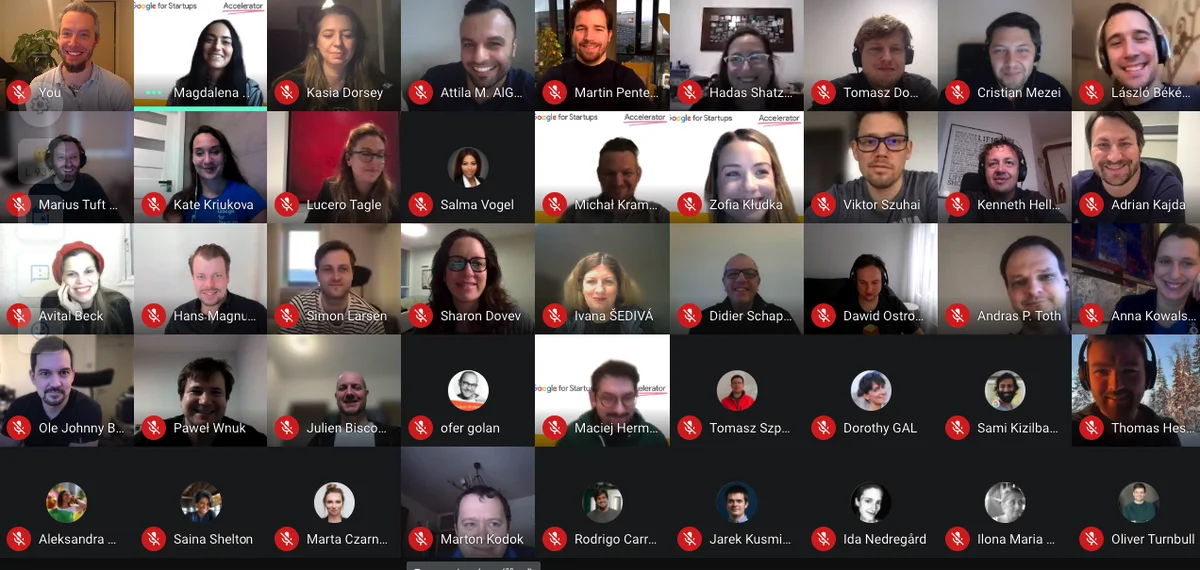 Screenshot of all the participants in a video call