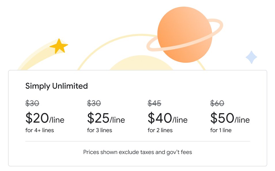 A chart shows the new reduced price per line for a Simply Unlimited phone plan.