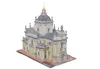 A screenshot of a 3D model of a decorative cathedral with pastel-yellow walls, gray roof tiles, and a central large dome topped with gold.