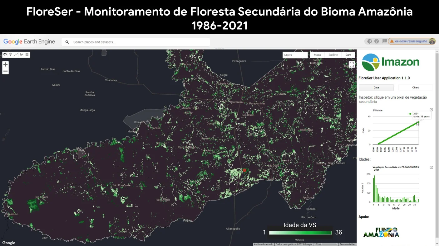 Mapeamento de florestas secundárias, áreas que resultam de um processo de desmatamento