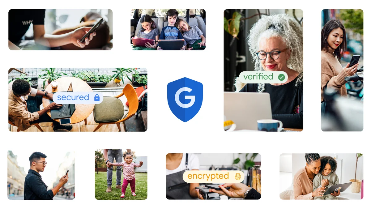 Collage of people taking steps to improve their security online