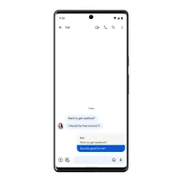 Phone showing the replies feature, where a user can respond to a specific message in an RCS conversation.