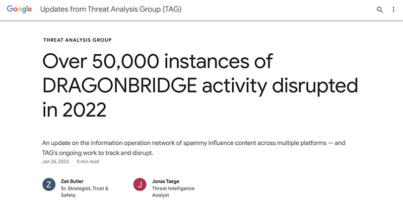 Over 50,000 instances of DRAGONBRIDGE activity disrupted in 2022