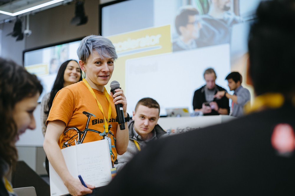 Tina Bychkova (Head of Digital Marketing at Synctuition) at Google for Startups Accelerator event