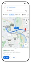 Image montrant une carte avec les directions pour un véhicule à deux roues