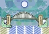 Illustration of Tyne Bridge with patterns around it