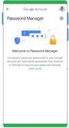 A phone screen shows a welcome screen for Google Password Manager.