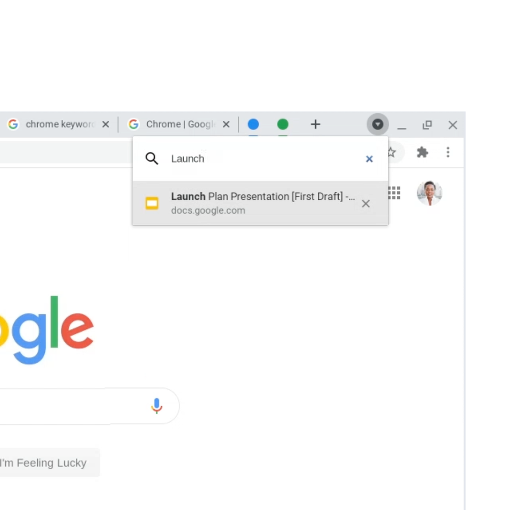 Searching for a tab in Chrome