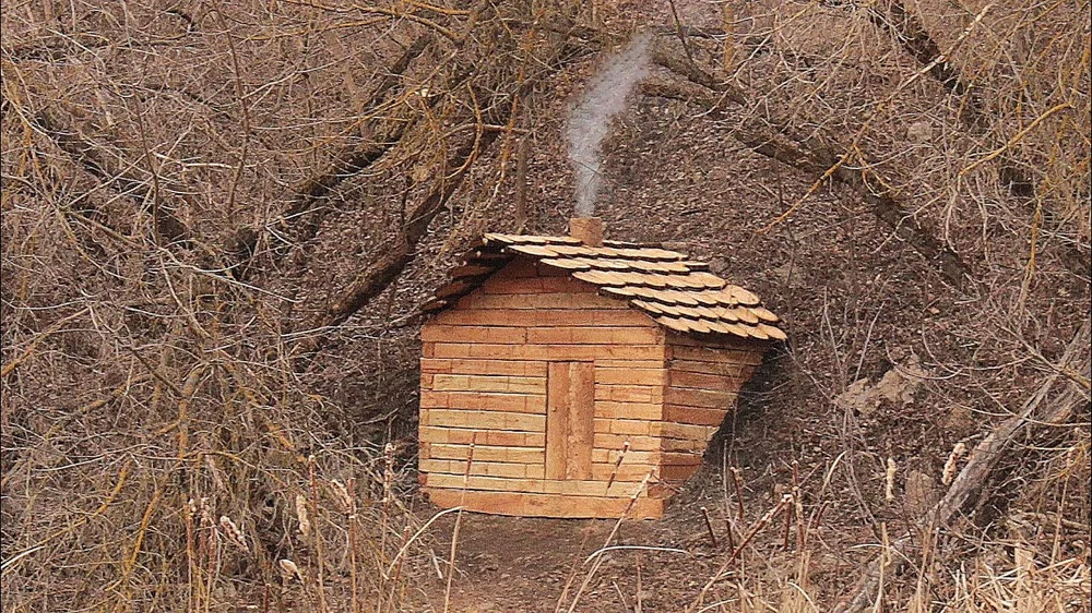 Building Bushcraft Survival Underground Shelter, Warm Stone Bed, Clay Fireplace, Catch and Cook