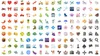 A variety of the new emoji designs that are now visible  across Google products including Gmail, Google Chat, YouTube Live Chat and Chrome OS.
