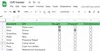 Screenshot of a Google Sheets document titled “Gift tracker” with a list of names and different gift ideas and checkboxes for “bought,” “wrapped,” and “sent/delivered” labels across the sheet.