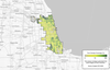 An image showing tree canopy coverage in Chicago