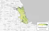 An image showing tree canopy coverage in Chicago