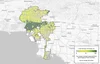 An image showing tree canopy coverage in Los Angeles