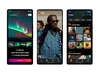 Tres celulares con fotos de pantalla de la aplicación de YouTube Music