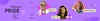 A purple digital banner shows images of three YouTube creators (@Guy_Tang, @KivaBrent, @SayWhatItsVegan) with writing that says "Celebrate Pride 2023" along with the words "Entertainment", "Music", "Beauty", "Cooking", and "DIY".