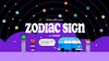 An illustration of the Zodiac experience with a blue van, examples of navigation instructions, and icons on various Greek-style columns to represent each sign.