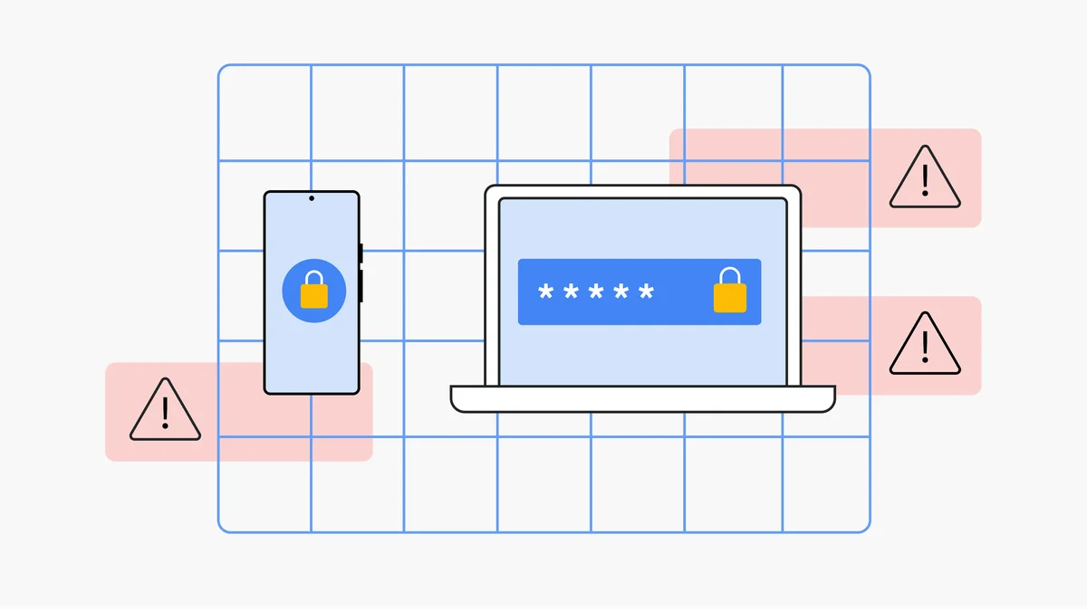 Illustration of a computer and a phone with the lock symbol