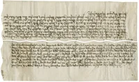 Image of a parchment with two blurbs of black cursive writing