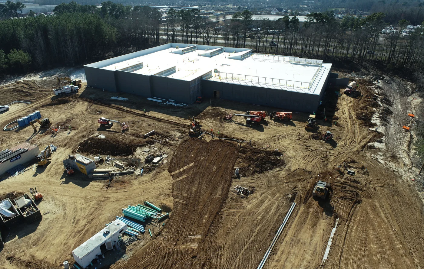 An overhead photo of our U.S. Google Operations Center under construction in Southaven, Mississippi