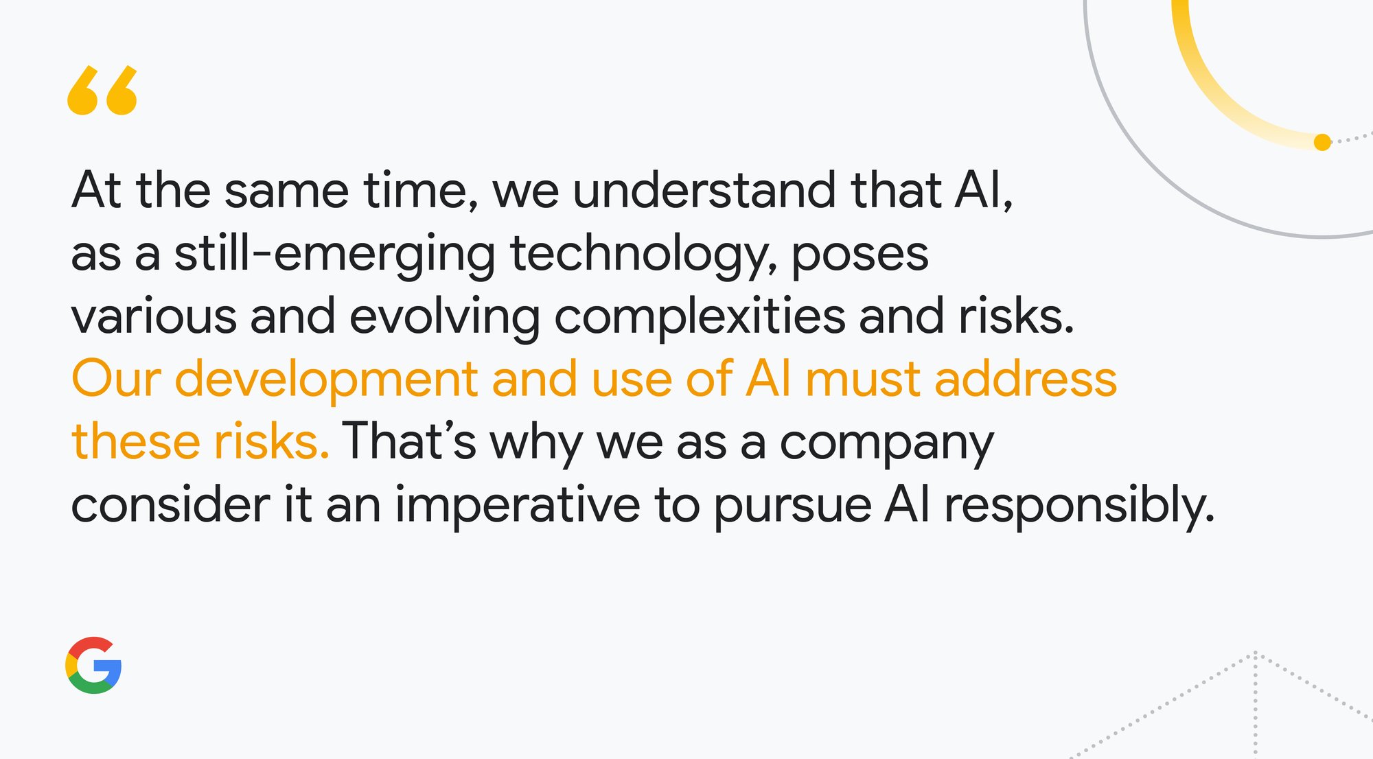 Italicized quotes expressing the need to develop AI responsibly and mitigate risks.