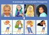 Four images of children with blurred faces are in a row; one has alopecia, one has green hair, one has a head scarf, and one has dark curly hair. Below them are animated characters that look like them. The words “AI prototype: Personalizable Protagonist” are at the top of the image.