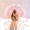 Andi wears a flowy peach top and skirt in a photo for her spirituality and empowerment podcast, “Your Woo Woo Best Friend.”