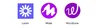 Three icons for Loom, Mote and Wordtune side by side. The leftmost icon has a blue, square background with a white starburst in the center, and underneath it’s labeled “Loom.” The middle icon has a purple, circular background with a cursive “M” in the center and underneath it’s labeled “Mote.” The rightmost icon has a dark purple, circular background with a cursive “W” and underneath it’s labeled "Wordtune.”