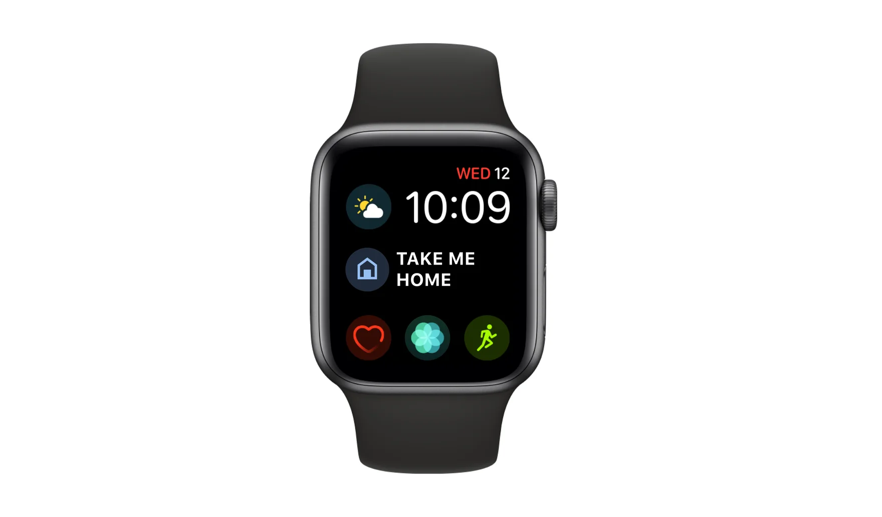 Black Apple Watch featuring new “Take me home” complication