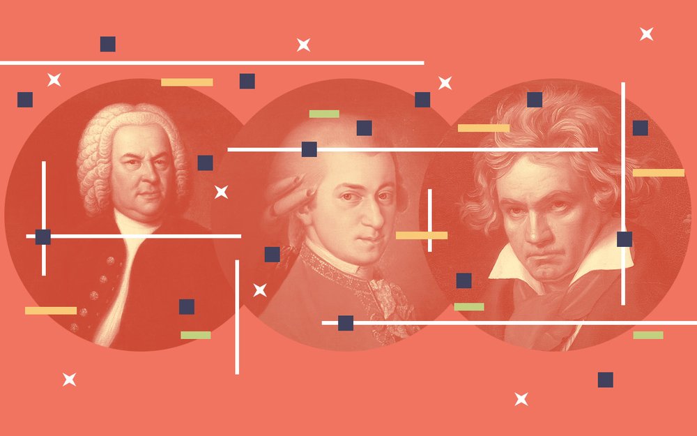 Portraits of three male composers