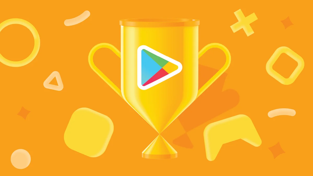 A trophy with the Google Play Arrow Logo in its center.