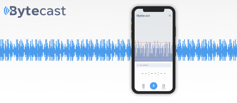 A screenshot of the Bytecast app recording an audio clip