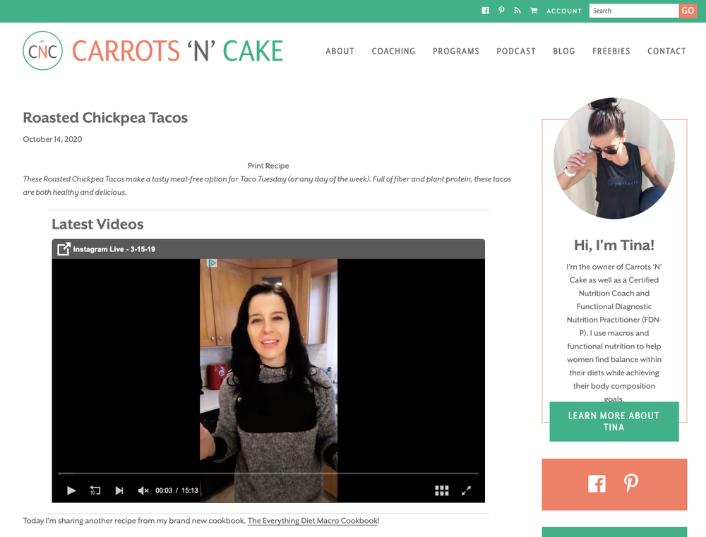 The Carrots 'N Cake website